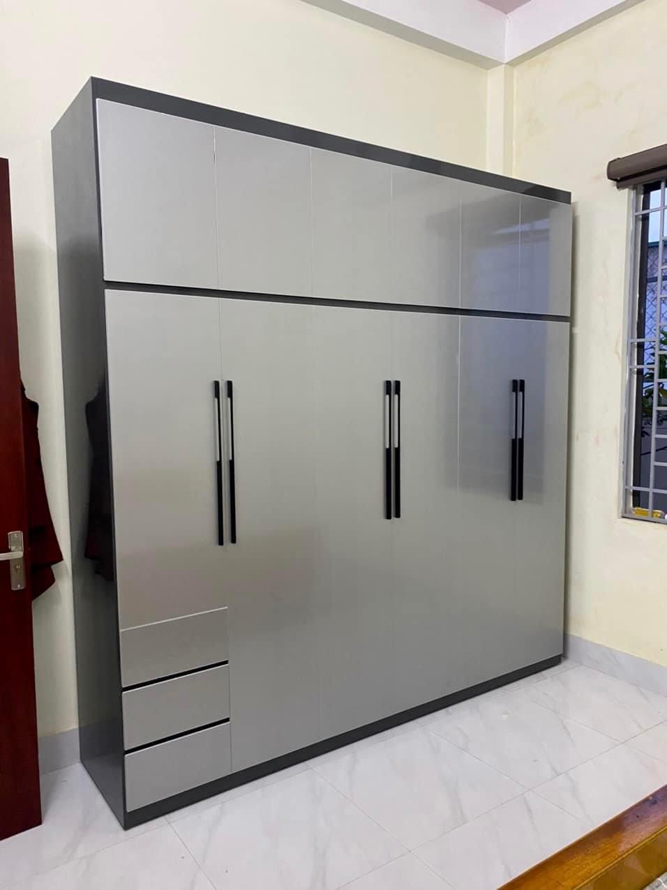 Tủ áo 2 tầng khung đen cánh xám - Chị Nhi (Hà Đông)