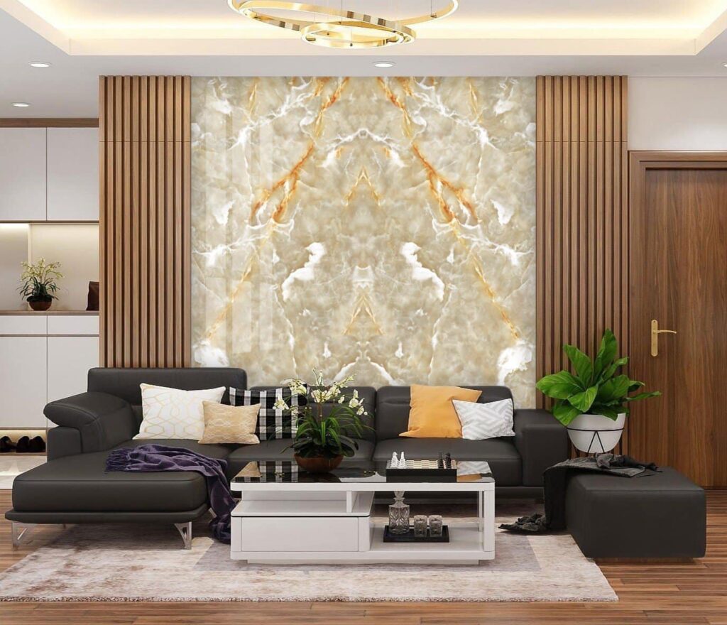 Vách tivi Vân Đá PVC