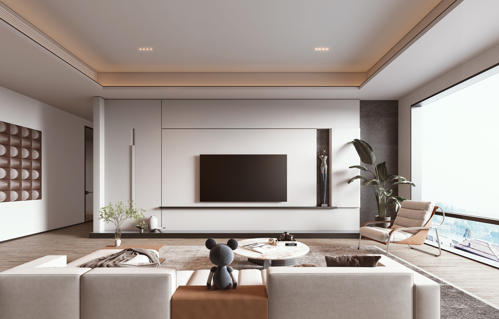 Sofa đơn giản, bàn nhỏ và kệ tivi gọn gàng là lựa chọn lý tưởng cho phong cách này.