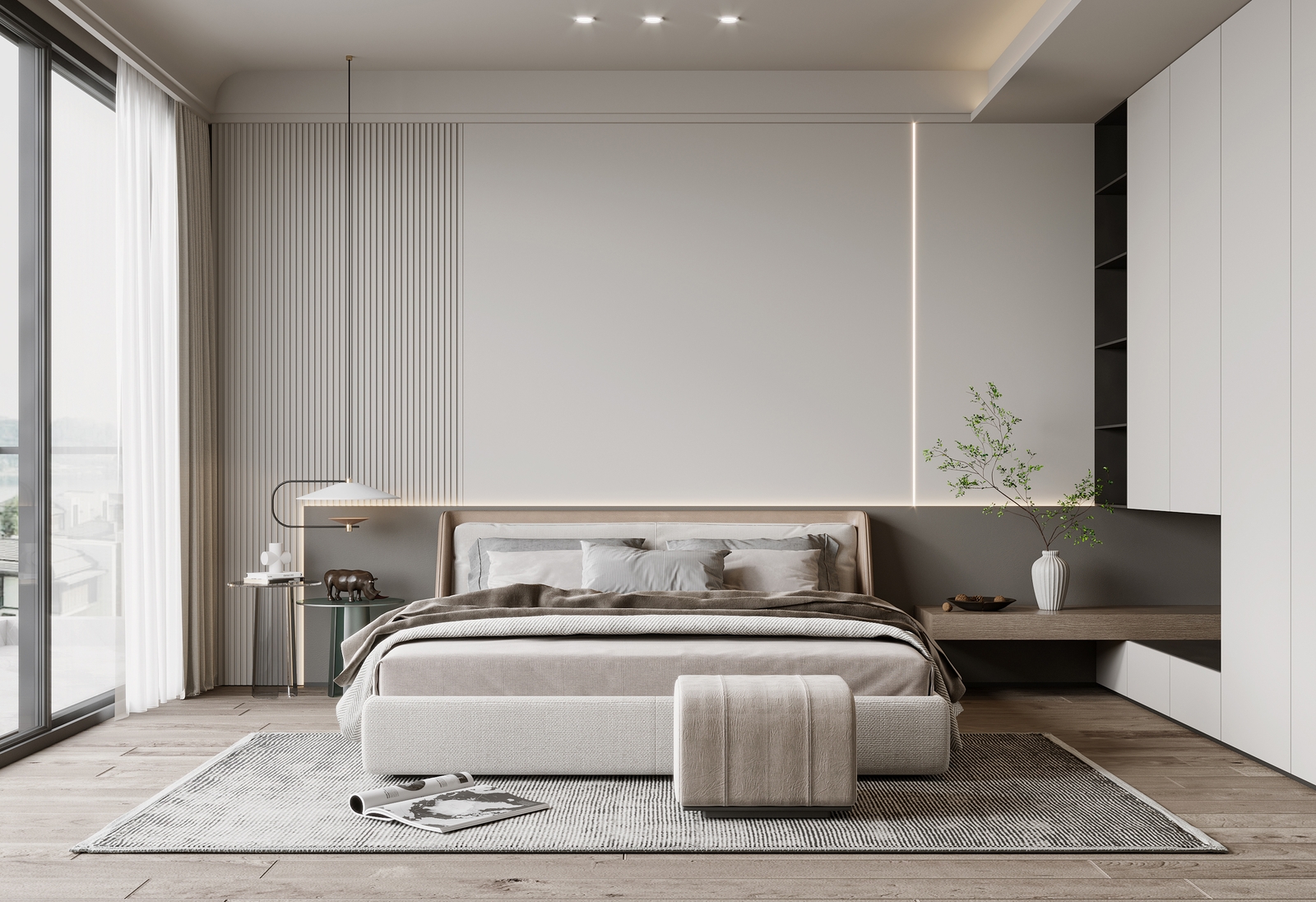 Phòng ngủ Master: Nên sử dụng màu sắc trung tính như xám, nâu nhạt để tạo cảm giác ấm áp và thư giãn.