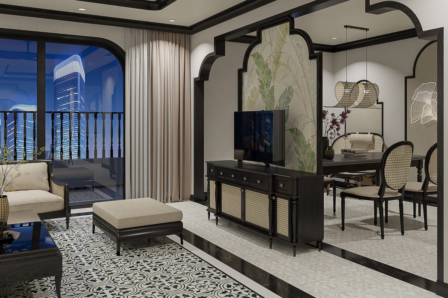 Nội thất căn hộ 3 phòng ngủ Indochine