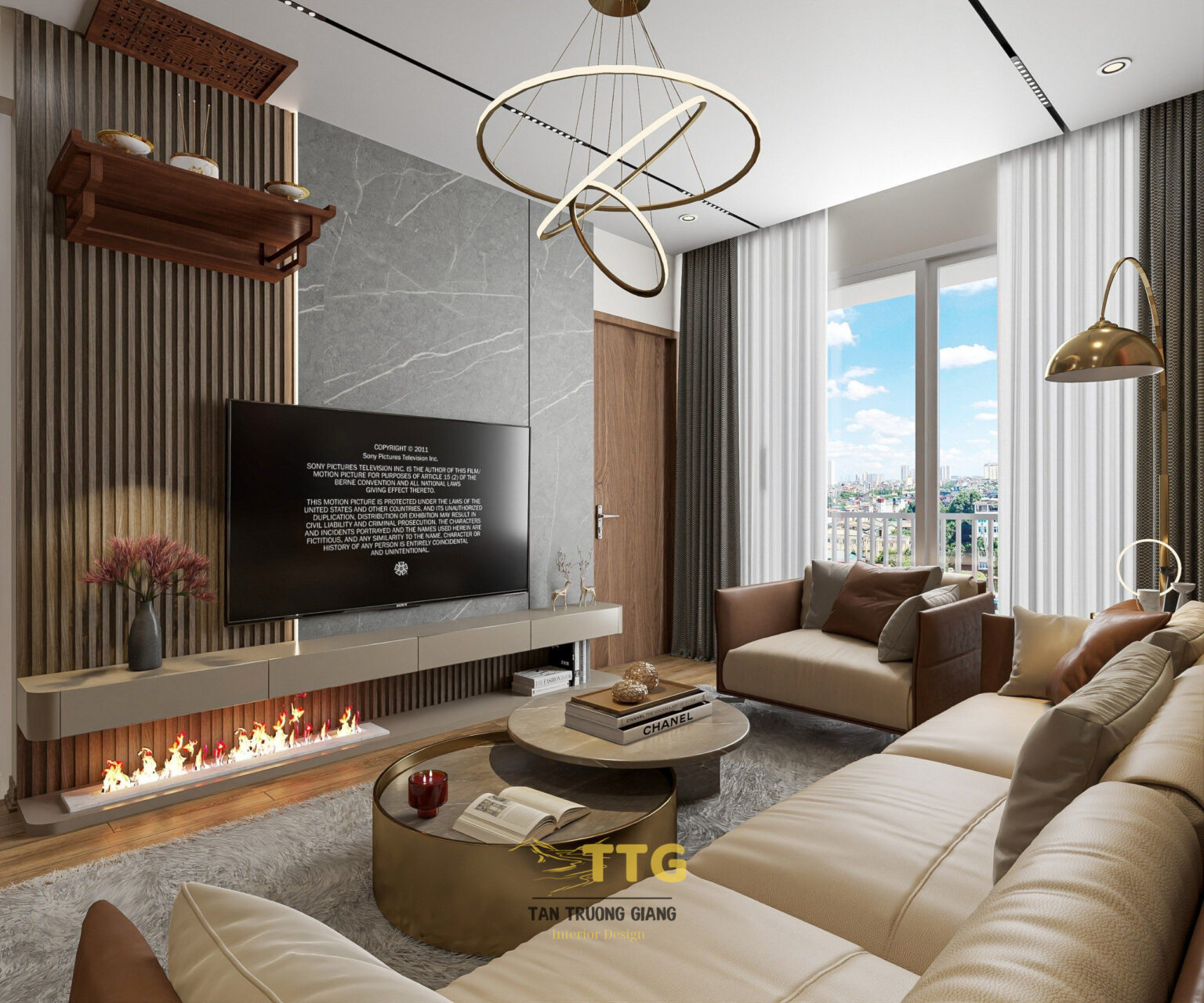 Mẫu thiết kế nội thất căn hộ 3 phòng ngủ 90m2