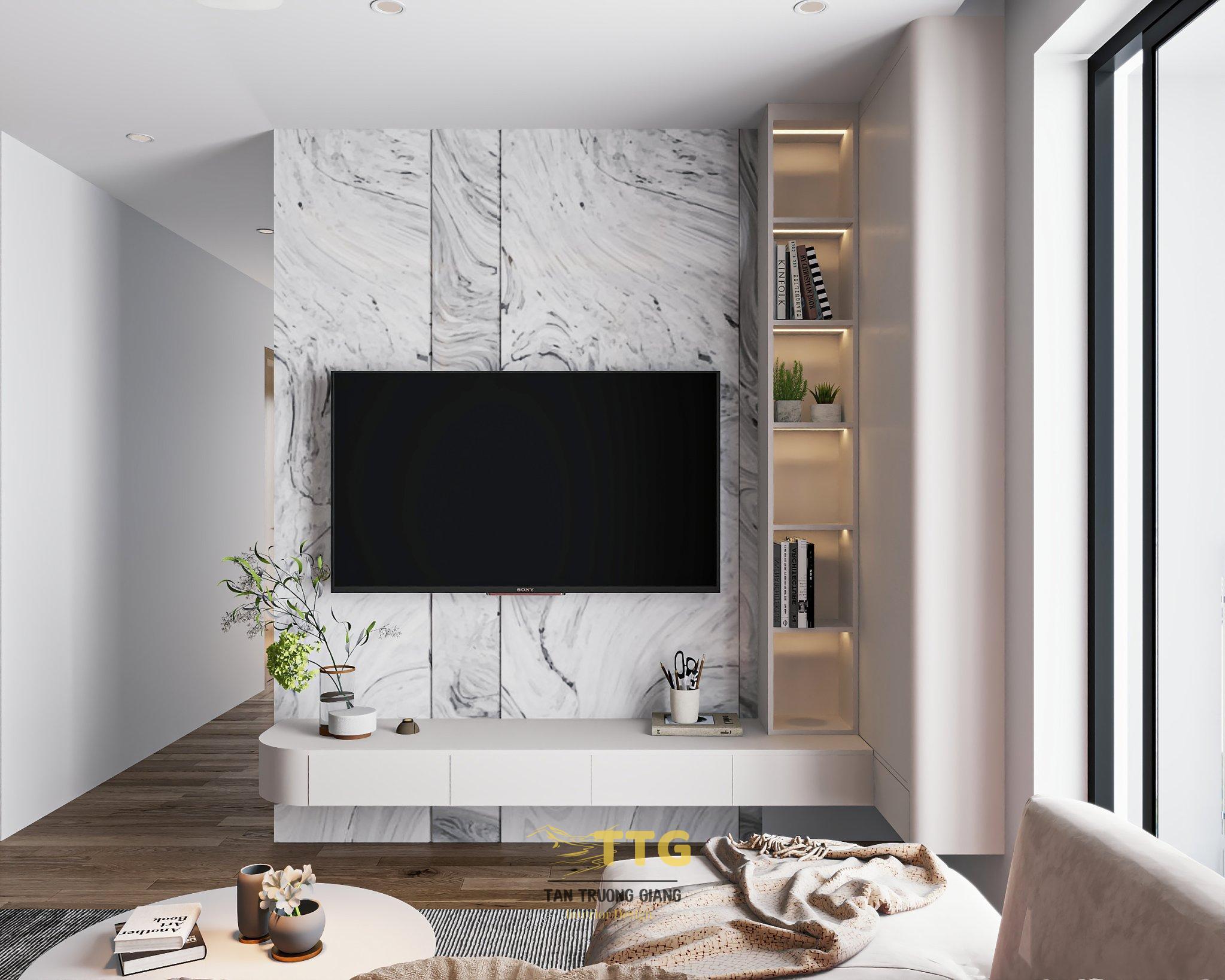 Nội thất phòng khách hiện đại căn hộ 3 phòng ngủ