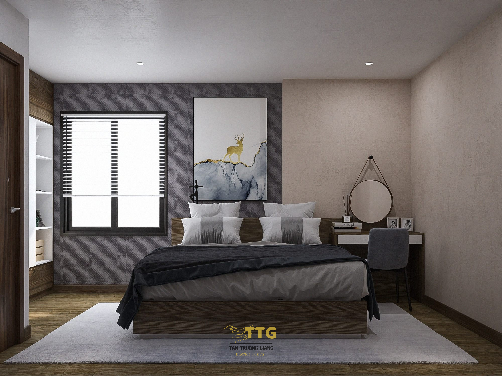 Nội thất phòng ngủ master phong cách tối giản