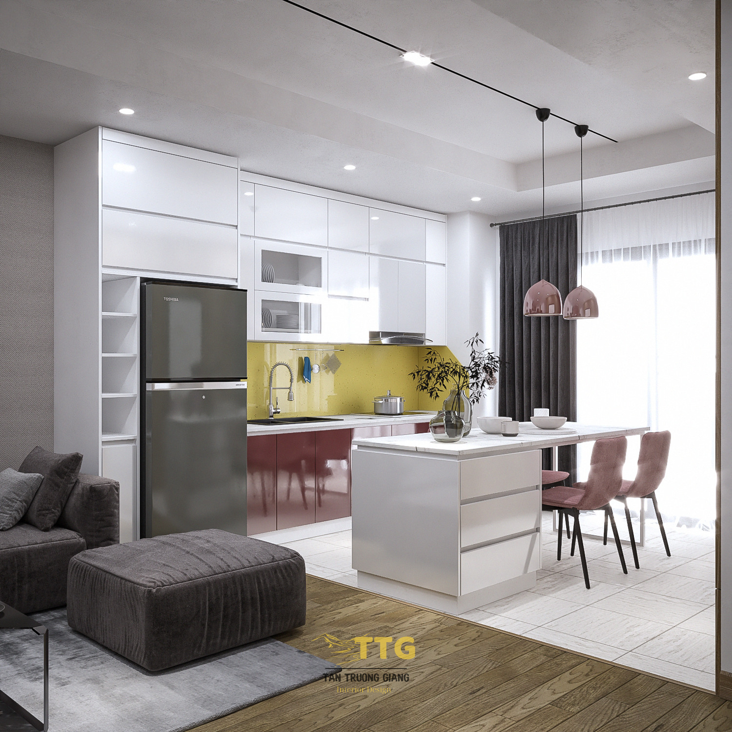 Thiết kế nội thất bếp cho chung cư 3 phòng ngủ