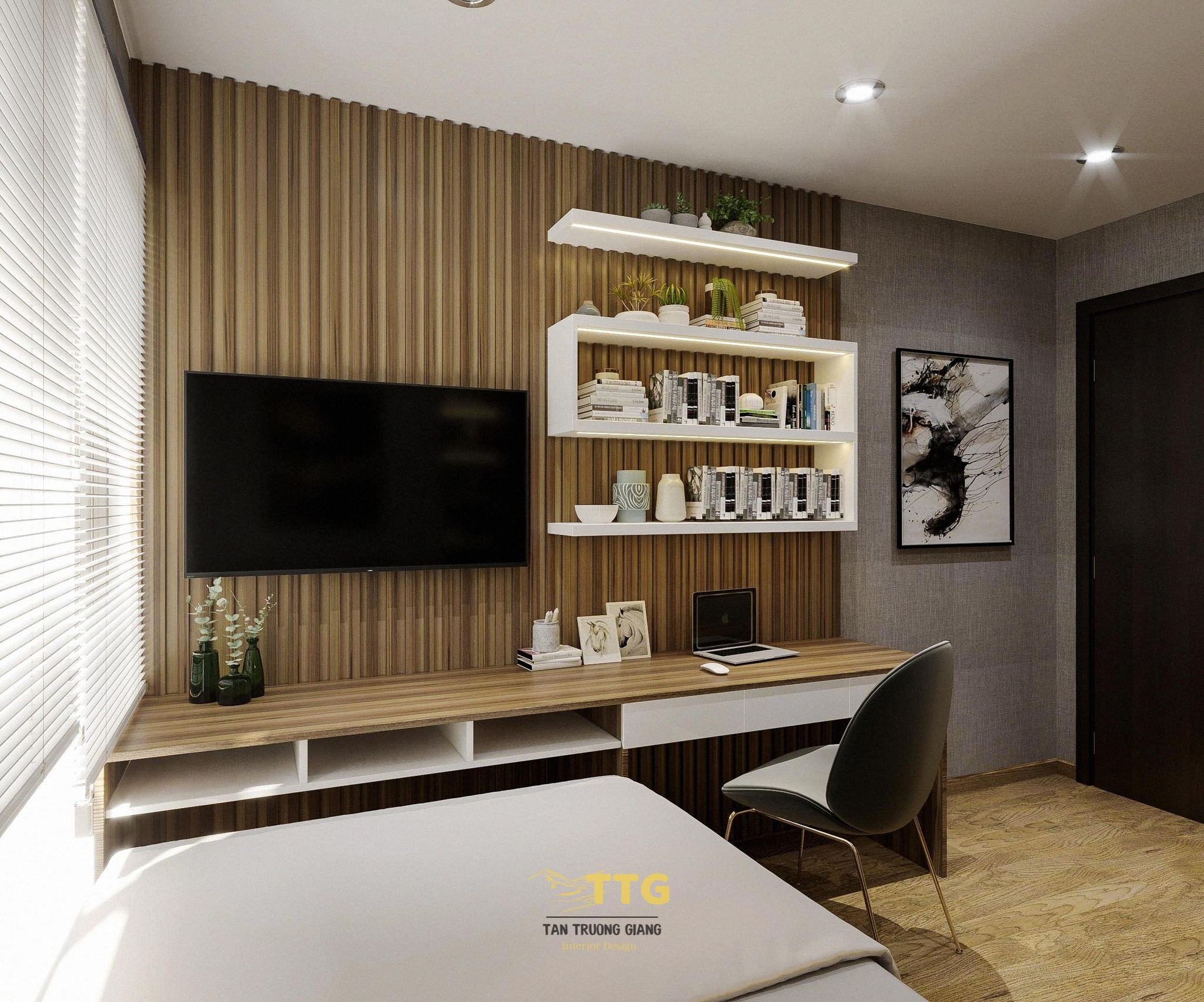 Thiết kế nội thất chung cư 3 phòng ngủ tối giản