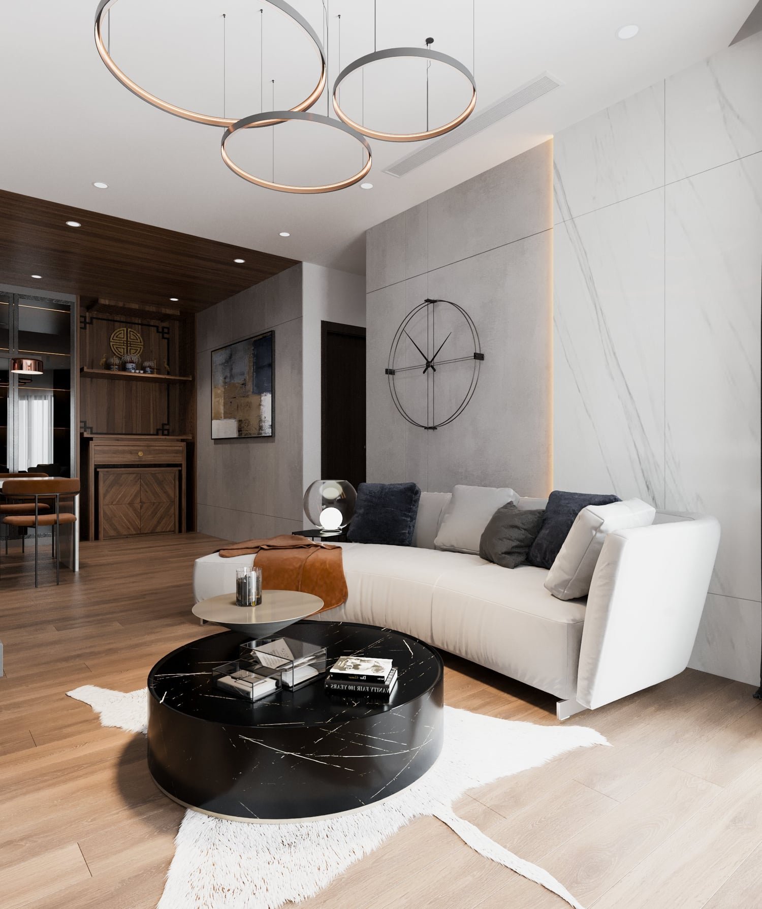 Thiết kế nội thất phòng khách chung cư 3 phòng ngủ